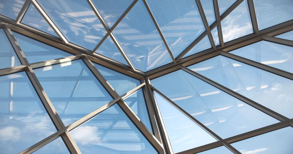 steel beams glass roof